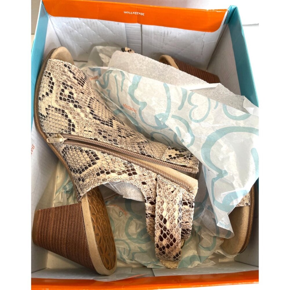Snake Print Shoes Open Toe Fashion Classic Bootie Heel Sandals Brown Tan Sz 10M - Picture 4 of 16